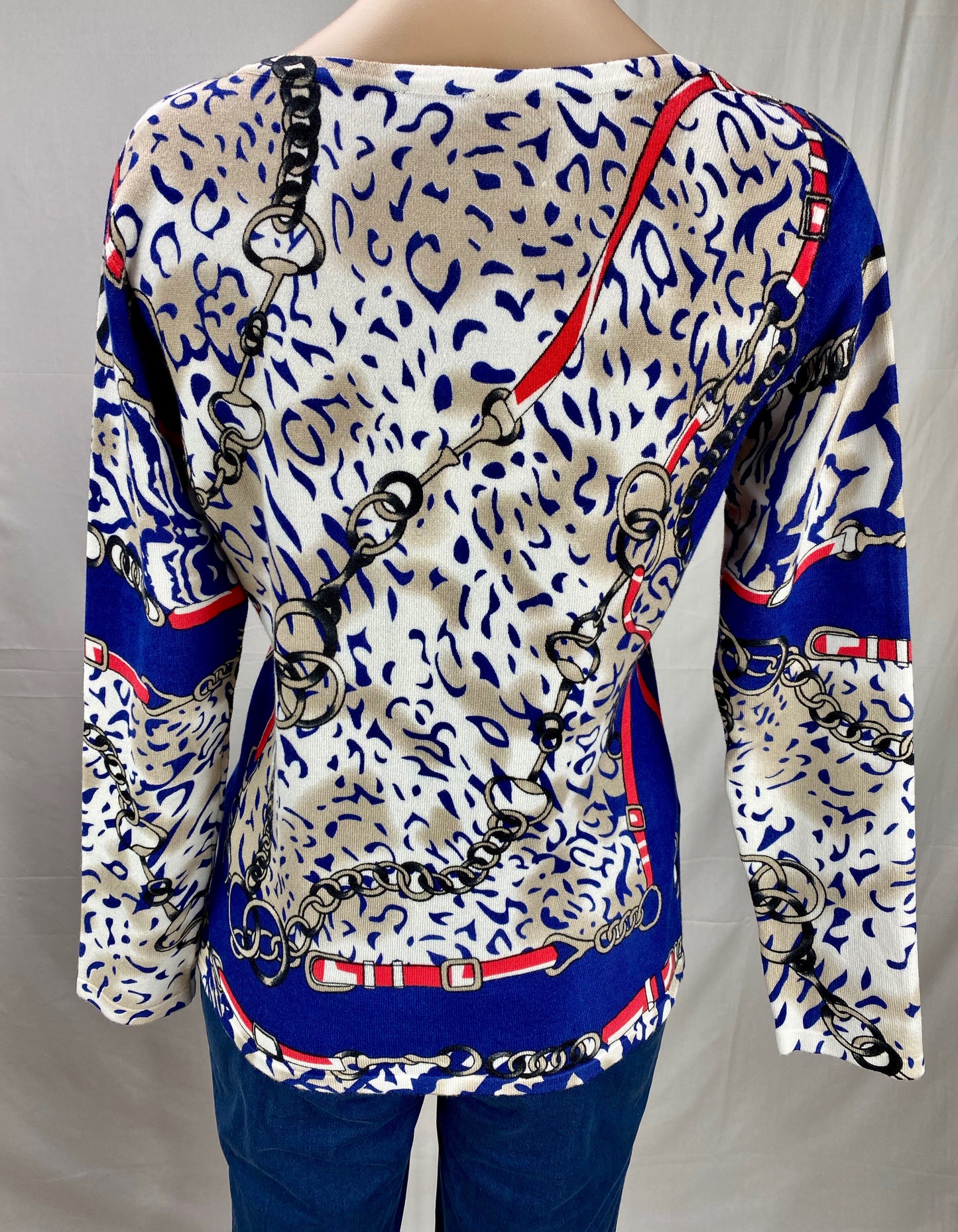 Print Knit Jacket  - Navy