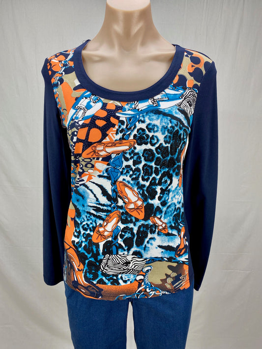 Print Top  - Navy