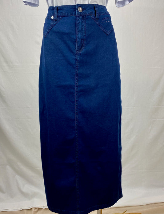 Long Line Straight Skirt - Navy