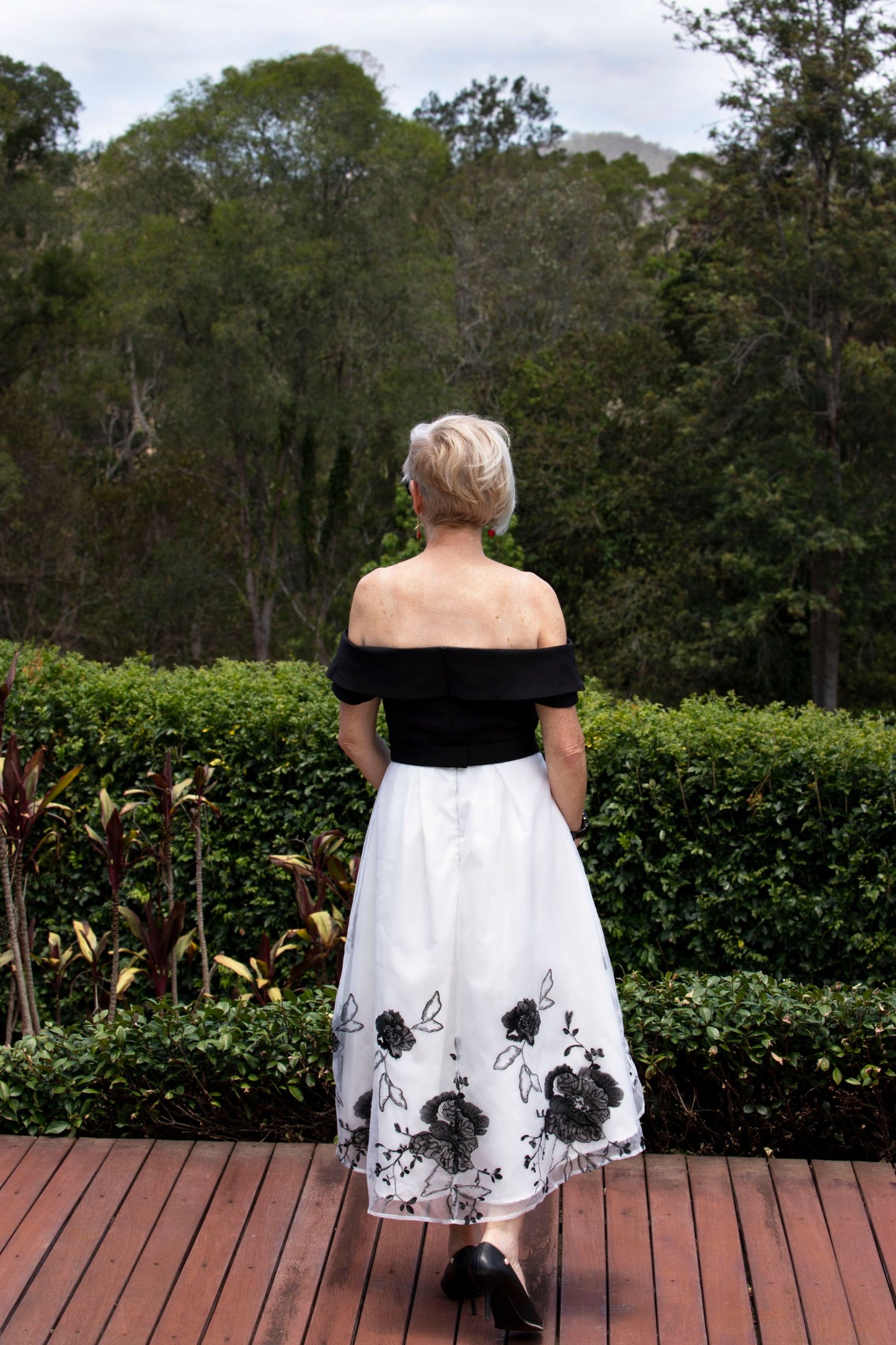 Off Shoulder Dress - Black/White