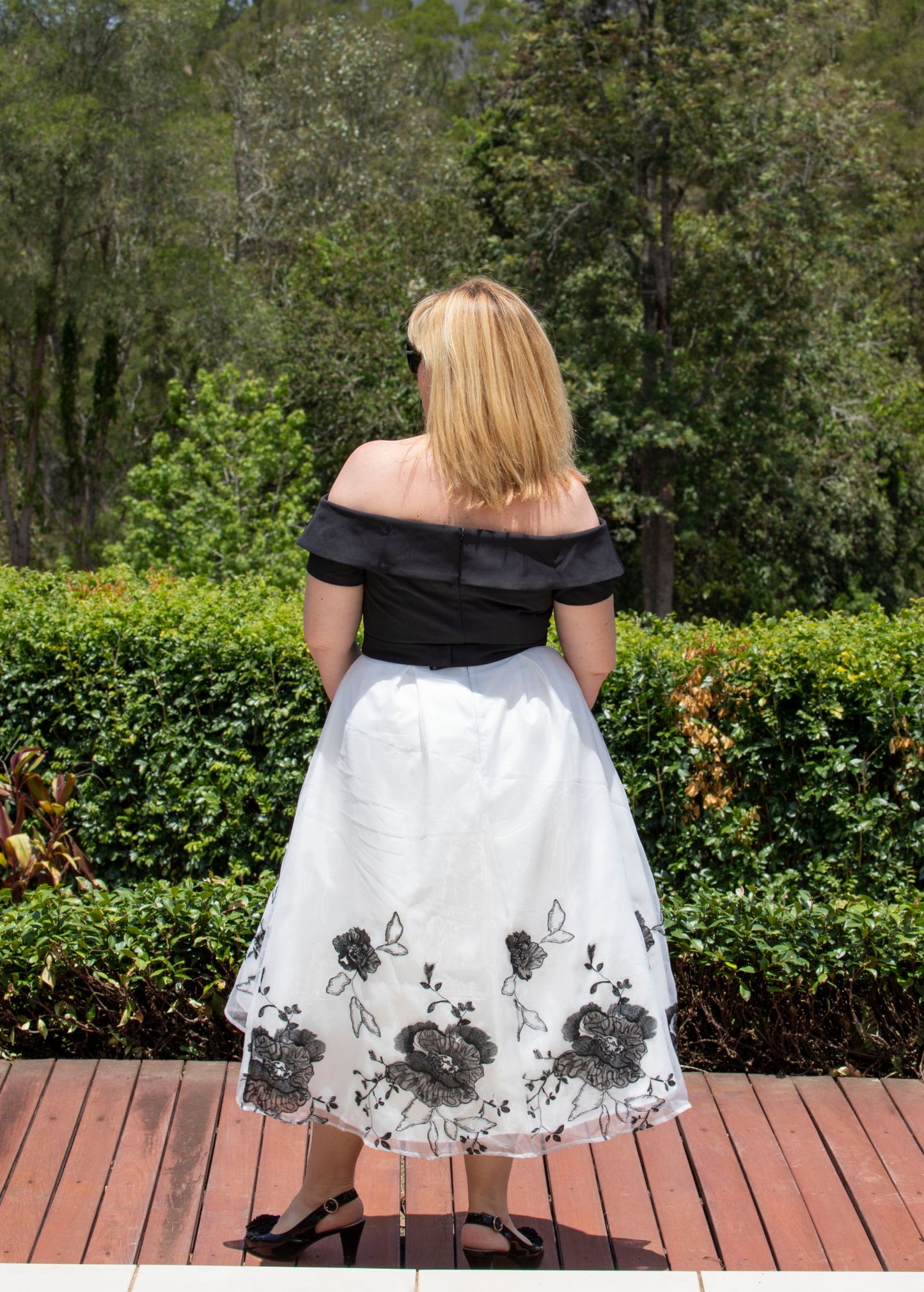 Off Shoulder Dress - Black/White