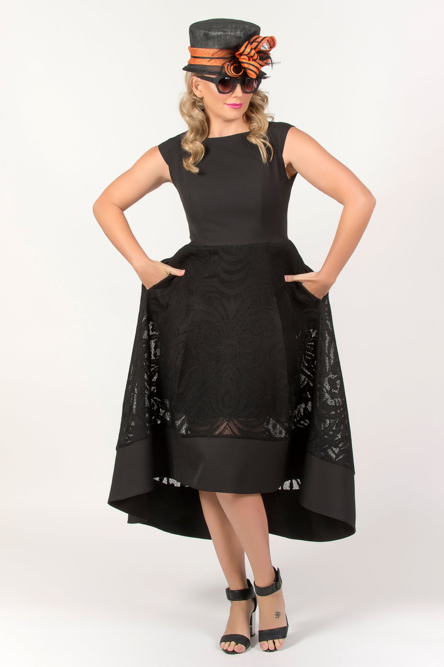 Bonded Lace Dress - Black
