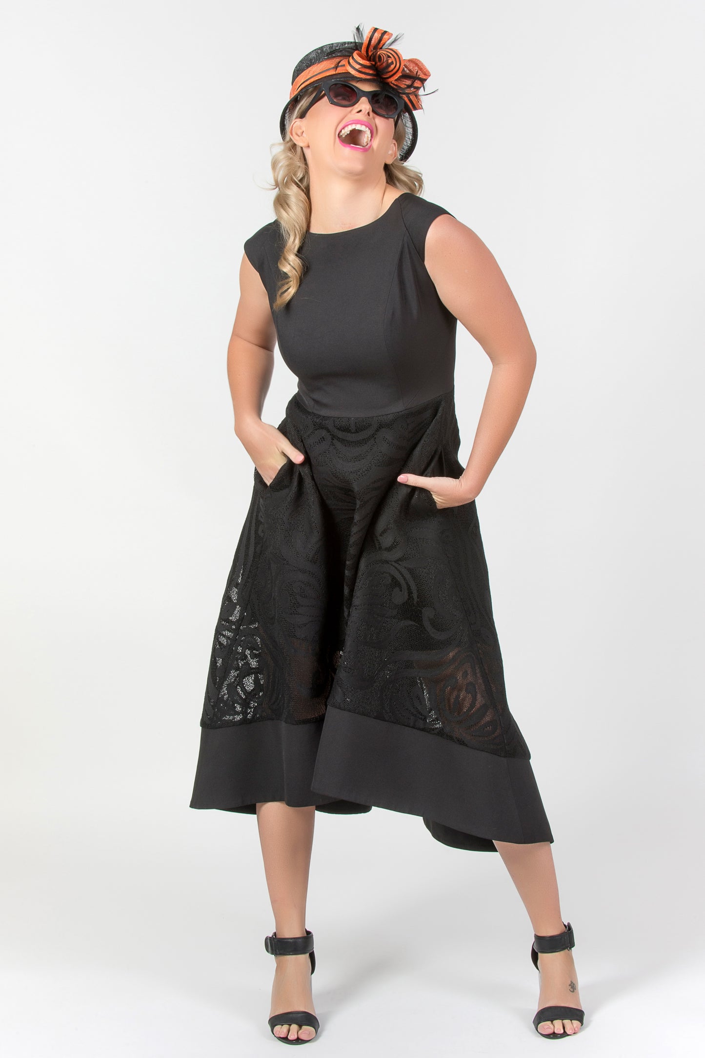Bonded Lace Dress - Black