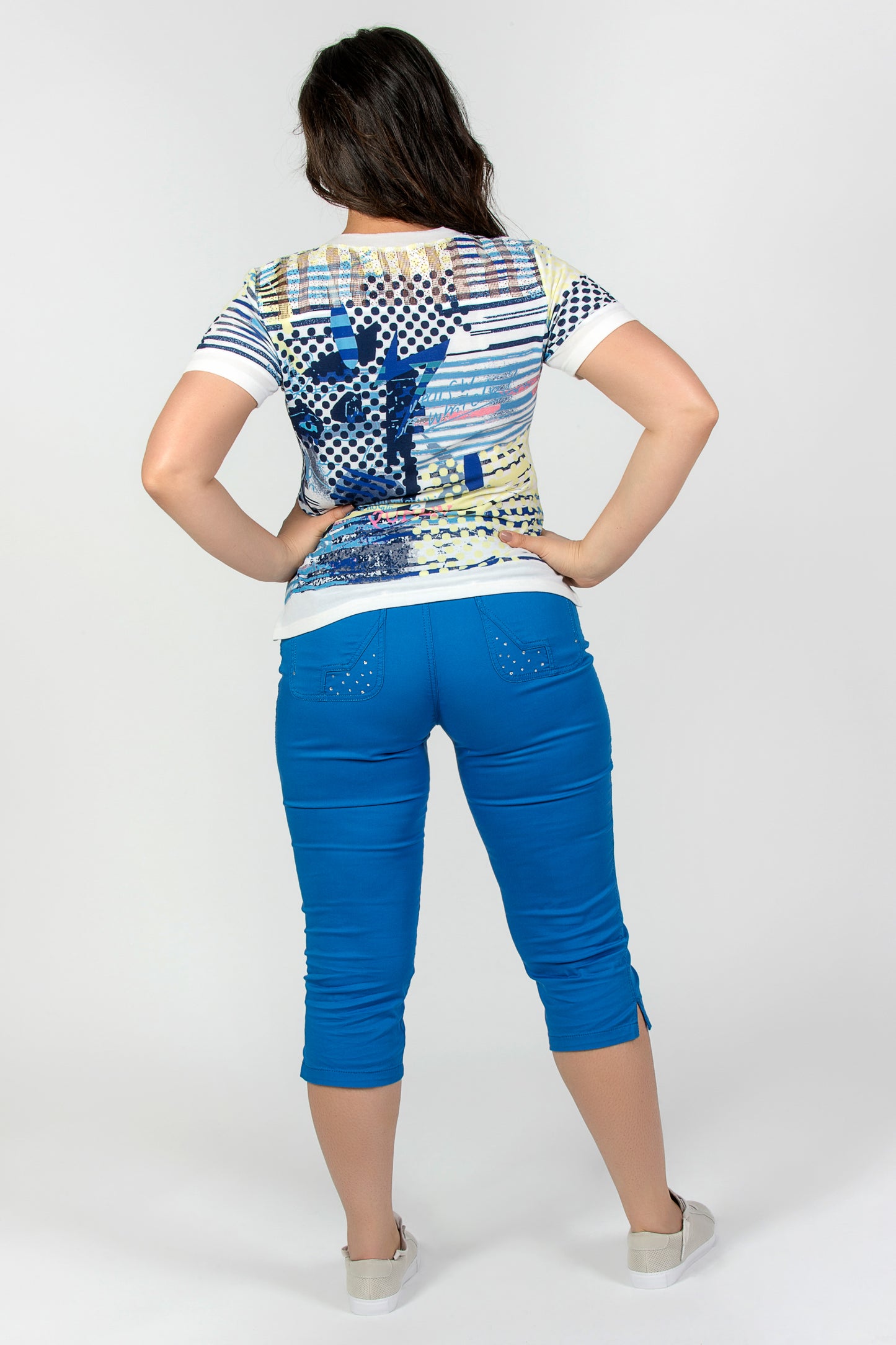 Writing Print Top - Navy