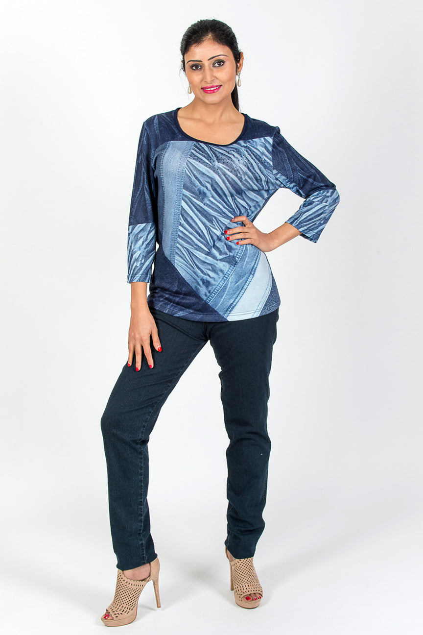 Print Top - Navy