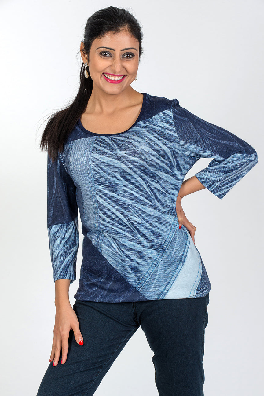 Print Top - Navy
