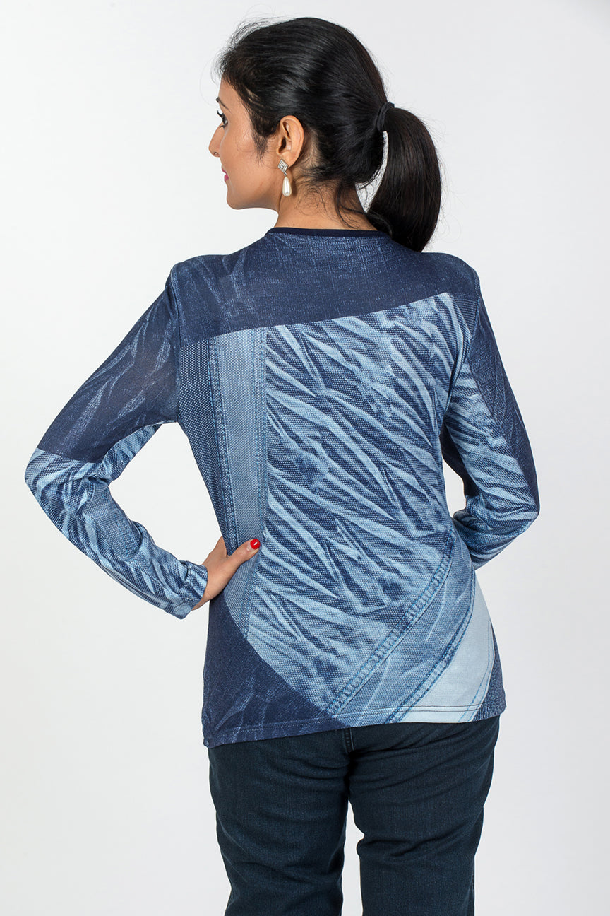 Print Zip Jacket - Navy