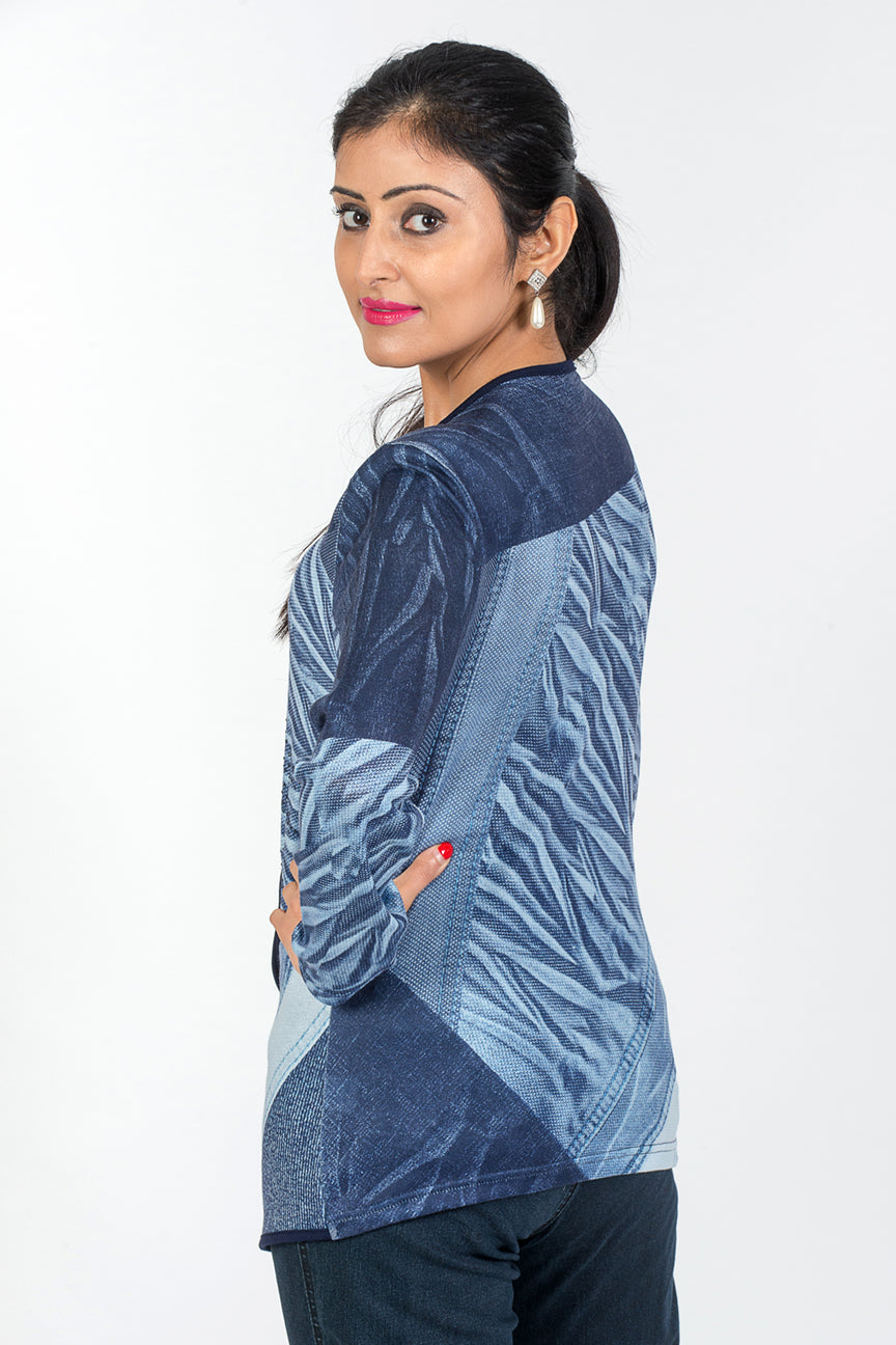 Print Zip Jacket - Navy