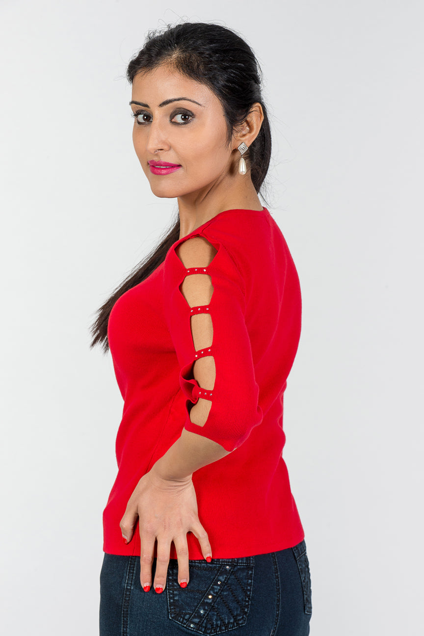 Open Sleeve Knit - Red